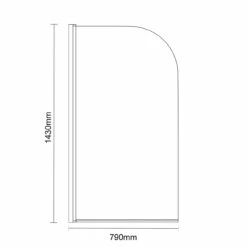 Colore Round Matt Black 770mm Single Section Bath Shower Screen 7 Colore Round Matt Black 770mm Single Section Bath Shower Screen -Wholesaledomestic Shop Colore Matt Black 770mm Single Section Rounded Corner Bath Shower Screen Dimensions 23791.1661355490