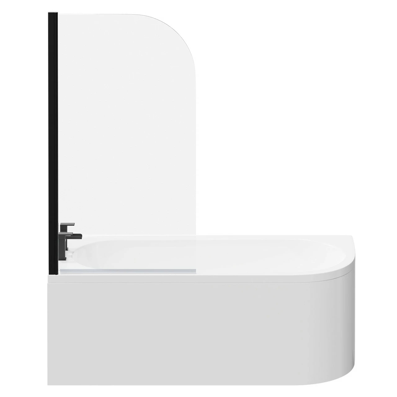 Arc 1700mm X 750mm Left Hand Curved Shower Bath With Matt Black Bath Screen And White Acrylic Front Bath Panel 6 Arc 1700mm X 750mm Left Hand Curved Shower Bath With Matt Black Bath Screen And White Acrylic Front Bath Panel - Image 4