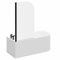 Arc 1700mm X 750mm Left Hand Curved Shower Bath With Matt Black Bath Screen And White Acrylic Front Bath Panel 10 Arc 1700mm X 750mm Left Hand Curved Shower Bath With Matt Black Bath Screen And White Acrylic Front Bath Panel -Wholesaledomestic Shop arc 1700mm x 750mm left hand curved shower bath with matt black bath screen and white acrylic front bath panel left 70774.1667579162