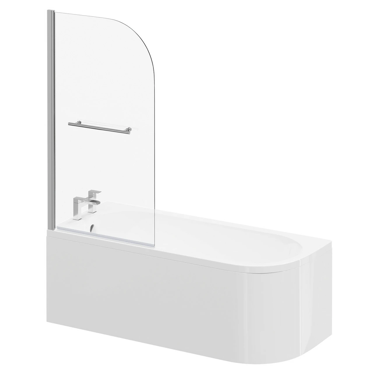 Arc 1700mm X 750mm Left Hand Curved Shower Bath With Towel Rail Bath Screen And Front Bath Panel 4 Arc 1700mm X 750mm Left Hand Curved Shower Bath With Towel Rail Bath Screen And Front Bath Panel - Image 2