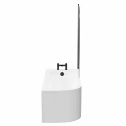 Arc 1700mm X 750mm Right Hand Curved Shower Bath With Matt Black Bath Screen And White Acrylic Front Bath Panel 12 Arc 1700mm X 750mm Right Hand Curved Shower Bath With Matt Black Bath Screen And White Acrylic Front Bath Panel -Wholesaledomestic Shop arc 1700mm x 750mm right hand curved shower bath with matt black bath screen and white acrylic front bath panel side 47374.1691438786