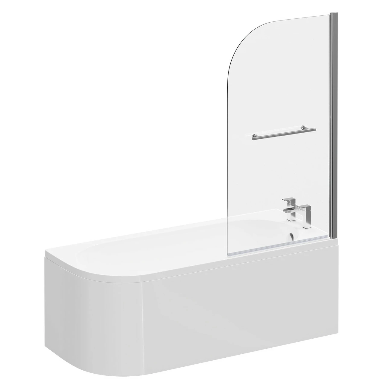 Arc 1700mm X 750mm Right Hand Curved Shower Bath With Towel Rail Bath Screen And Front Bath Panel 5 Arc 1700mm X 750mm Right Hand Curved Shower Bath With Towel Rail Bath Screen And Front Bath Panel - Image 3