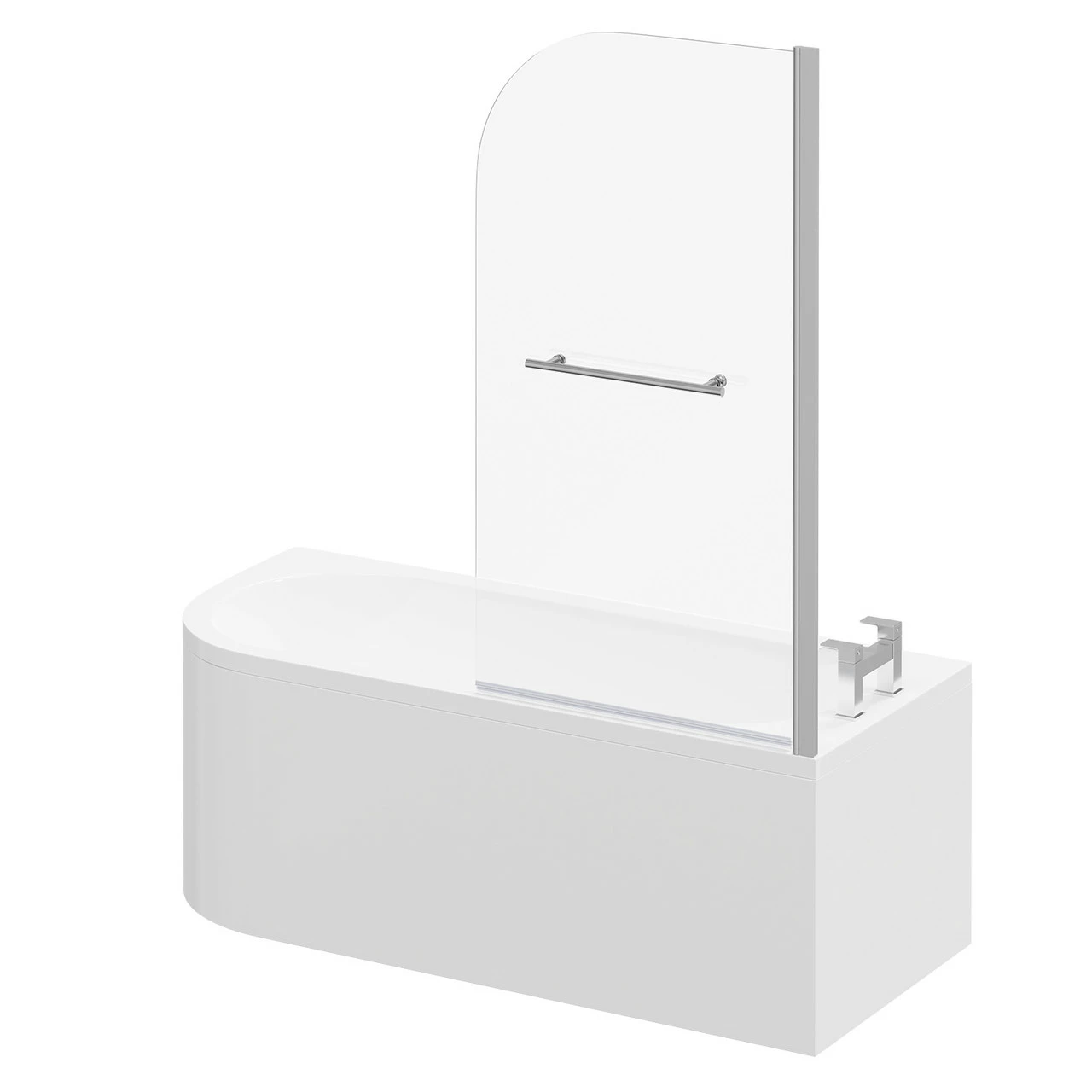 Arc 1700mm X 750mm Right Hand Curved Shower Bath With Towel Rail Bath Screen And Front Bath Panel 4 Arc 1700mm X 750mm Right Hand Curved Shower Bath With Towel Rail Bath Screen And Front Bath Panel - Image 2