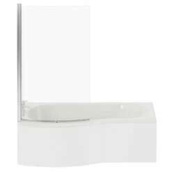 Bayou 1700mm 12 Jet Chrome Flat Jet Left Hand B Shaped Whirlpool Shower Bath With Bath Screen And Front Bath Panel -Wholesaledomestic Shop bayou 1700mm 12 jet chrome flat jet left hand b shaped whirlpool shower bath with bath screen and front bath panel front 68293.1691438796