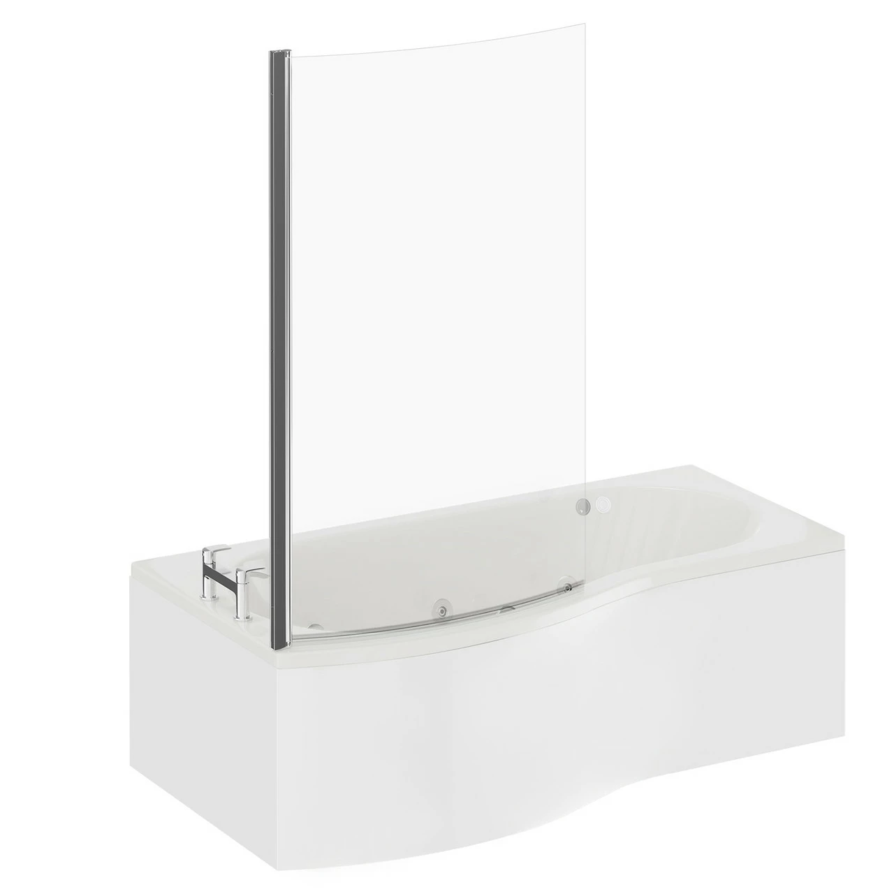 Bayou 1700mm 12 Jet Chrome Flat Jet Left Hand B Shaped Whirlpool Shower Bath With Bath Screen And Front Bath Panel - Image 3
