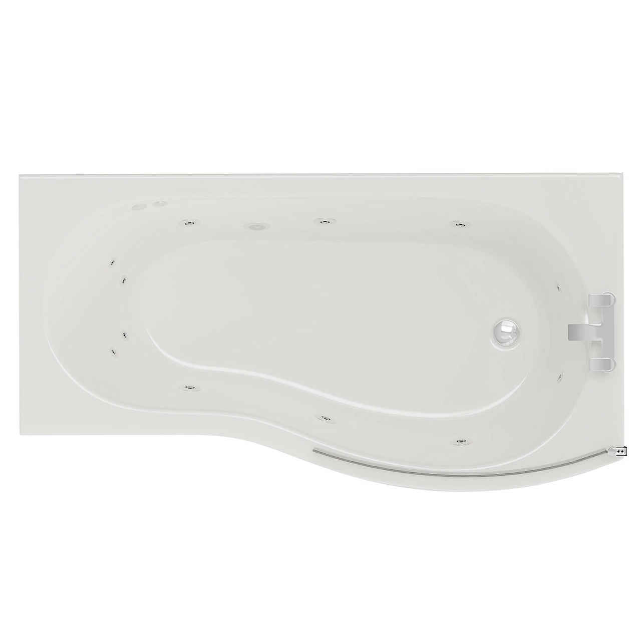 Bayou 1700mm 12 Jet Chrome Flat Jet Right Hand B Shaped Whirlpool Shower Bath With Bath Screen And Front Bath Panel 3 Bayou 1700mm 12 Jet Chrome Flat Jet Right Hand B Shaped Whirlpool Shower Bath With Bath Screen And Front Bath Panel