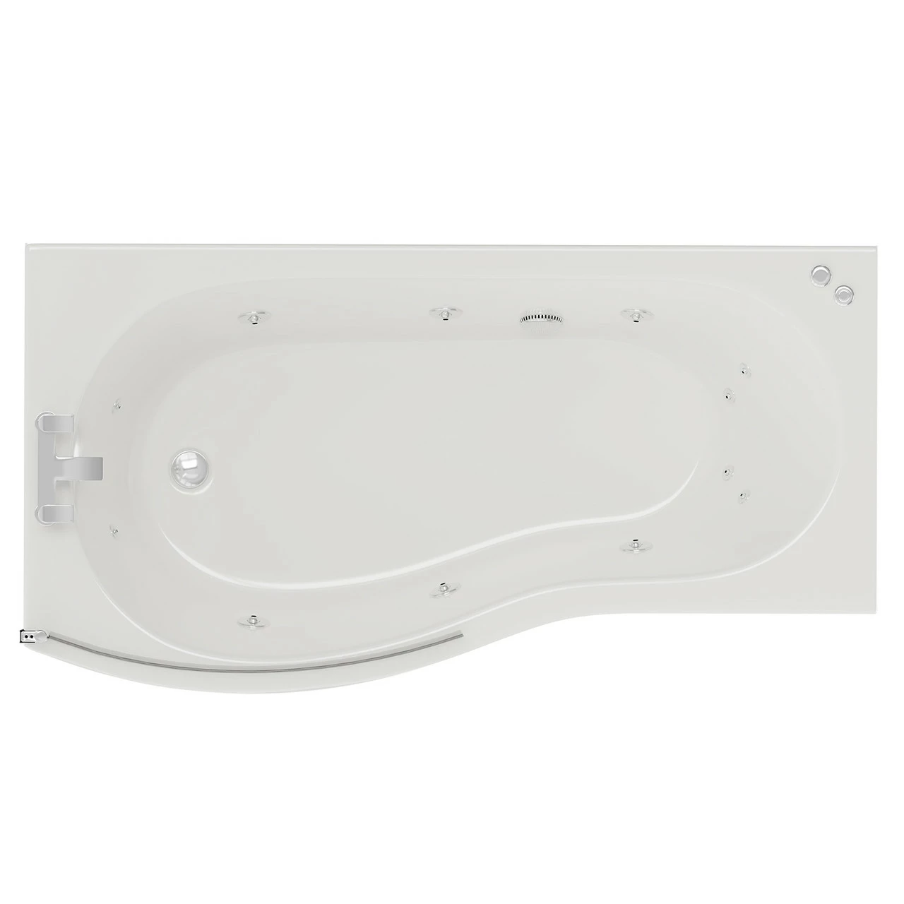 Bayou 1700mm 12 Jet Chrome V-Tec Left Hand B Shaped Whirlpool Shower Bath With Bath Screen And Front Bath Panel 3 Bayou 1700mm 12 Jet Chrome V-Tec Left Hand B Shaped Whirlpool Shower Bath With Bath Screen And Front Bath Panel