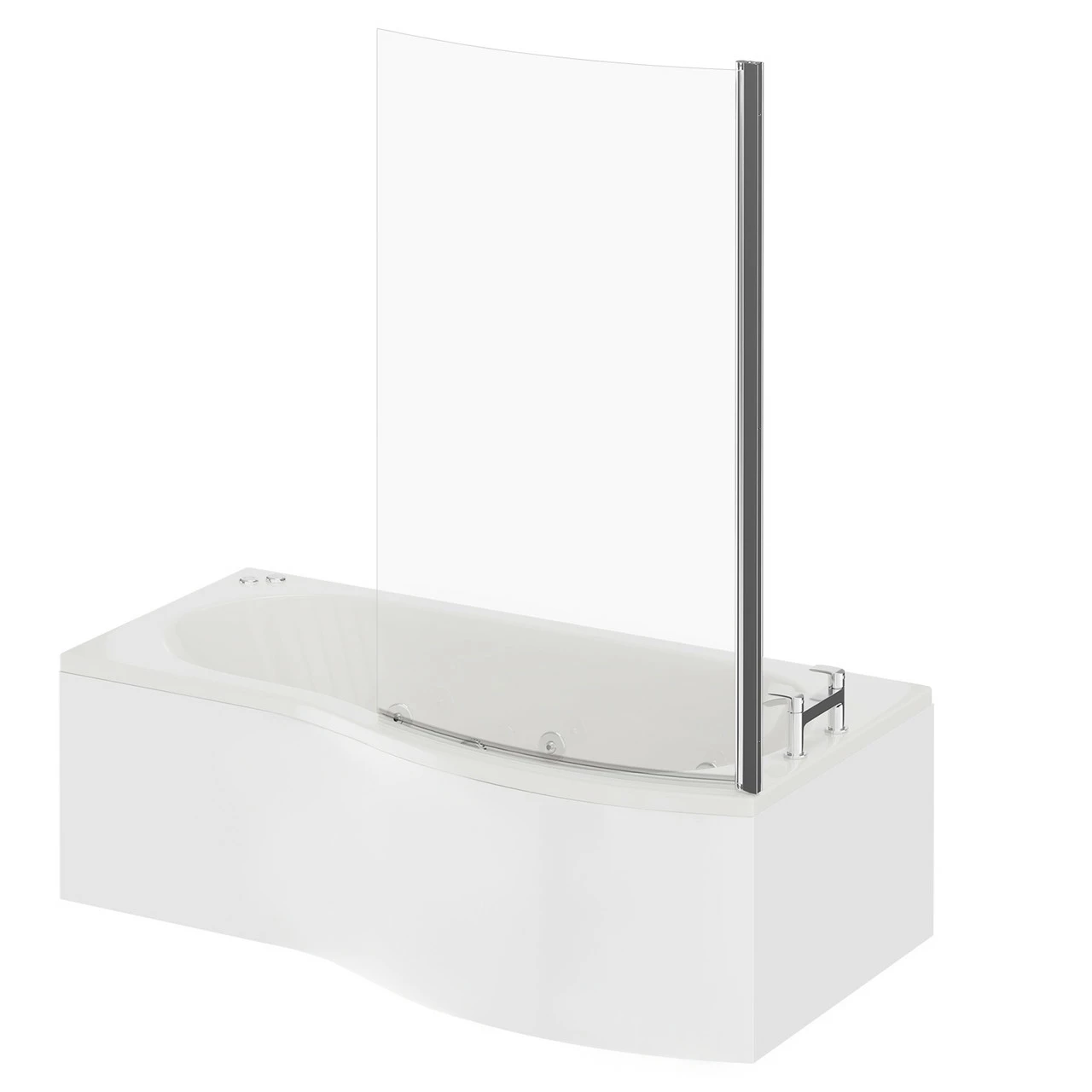 Bayou 1700mm 12 Jet Chrome V-Tec Right Hand B Shaped Whirlpool Shower Bath With Bath Screen And Front Bath Panel 4 Bayou 1700mm 12 Jet Chrome V-Tec Right Hand B Shaped Whirlpool Shower Bath With Bath Screen And Front Bath Panel - Image 2