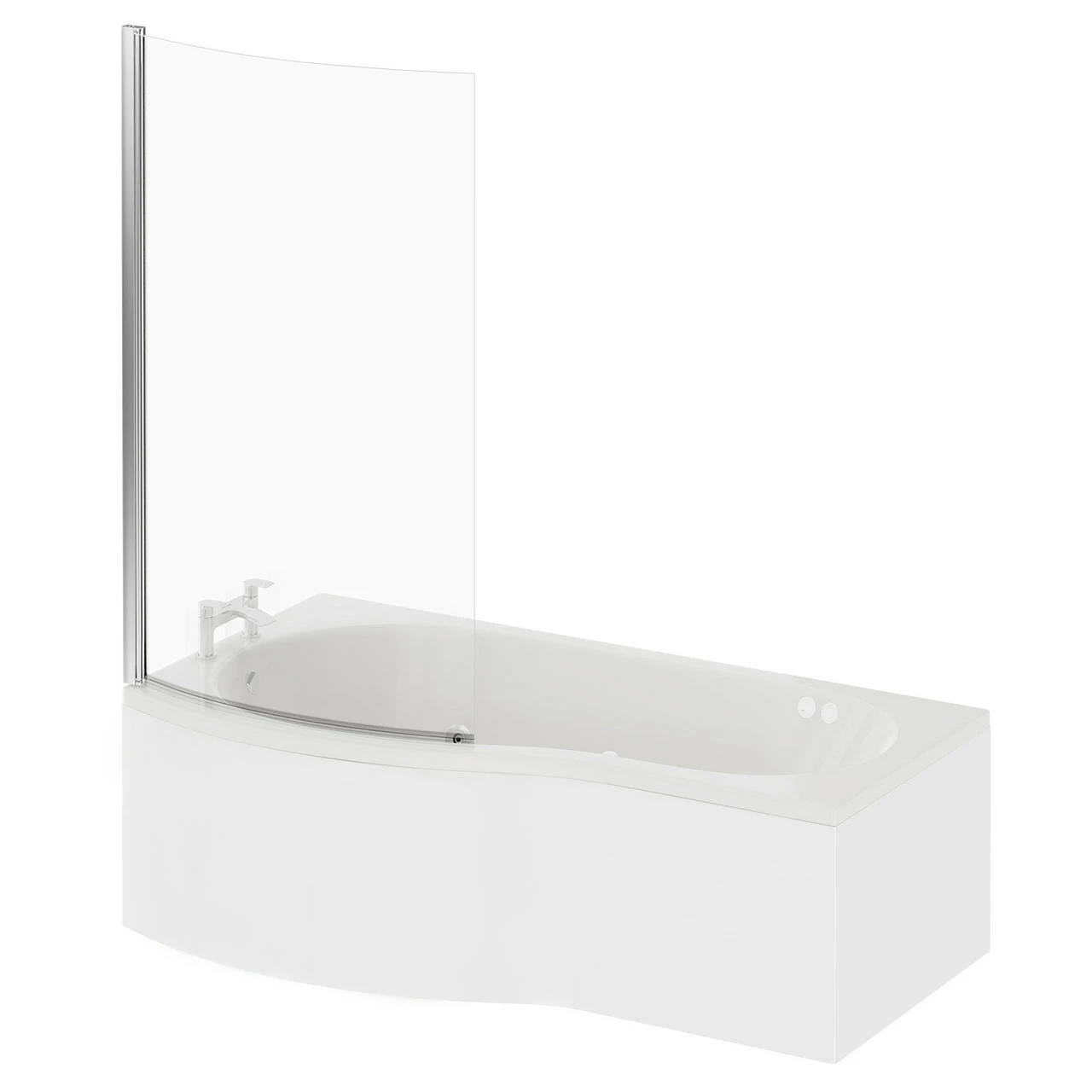 Bayou 1700mm 6 Jet Chrome Flat Jet Left Hand B Shaped Whirlpool Shower Bath With Bath Screen And Front Bath Panel 4 Bayou 1700mm 6 Jet Chrome Flat Jet Left Hand B Shaped Whirlpool Shower Bath With Bath Screen And Front Bath Panel - Image 2