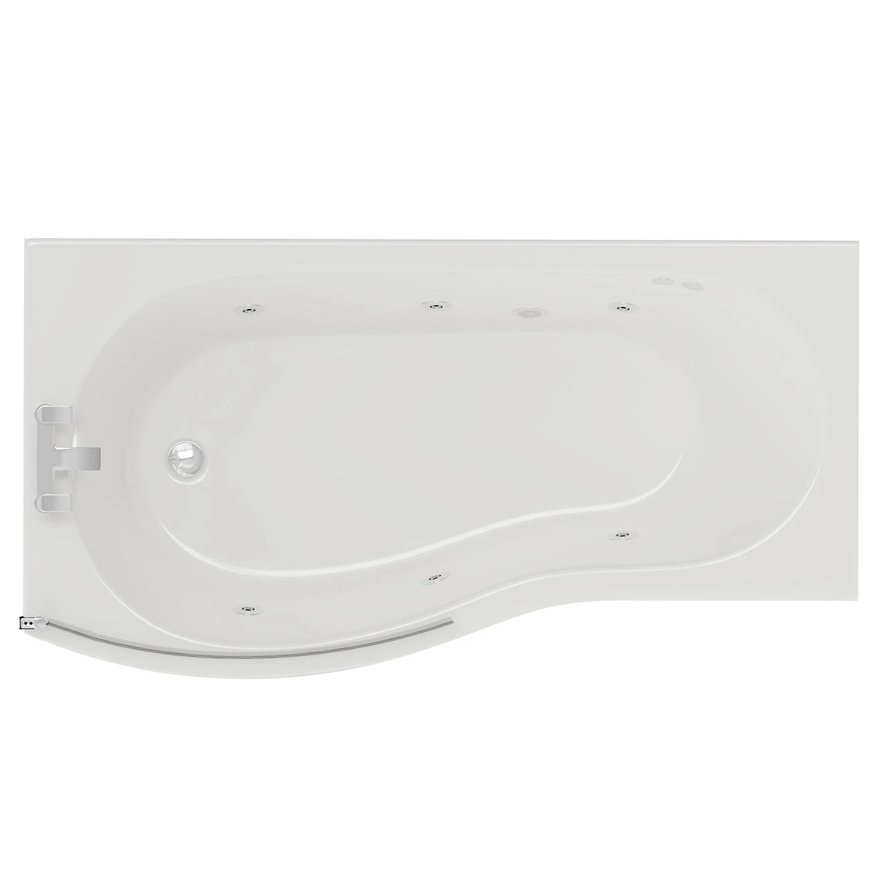 Bayou 1700mm 6 Jet Chrome Flat Jet Left Hand B Shaped Whirlpool Shower Bath With Bath Screen And Front Bath Panel 3 Bayou 1700mm 6 Jet Chrome Flat Jet Left Hand B Shaped Whirlpool Shower Bath With Bath Screen And Front Bath Panel