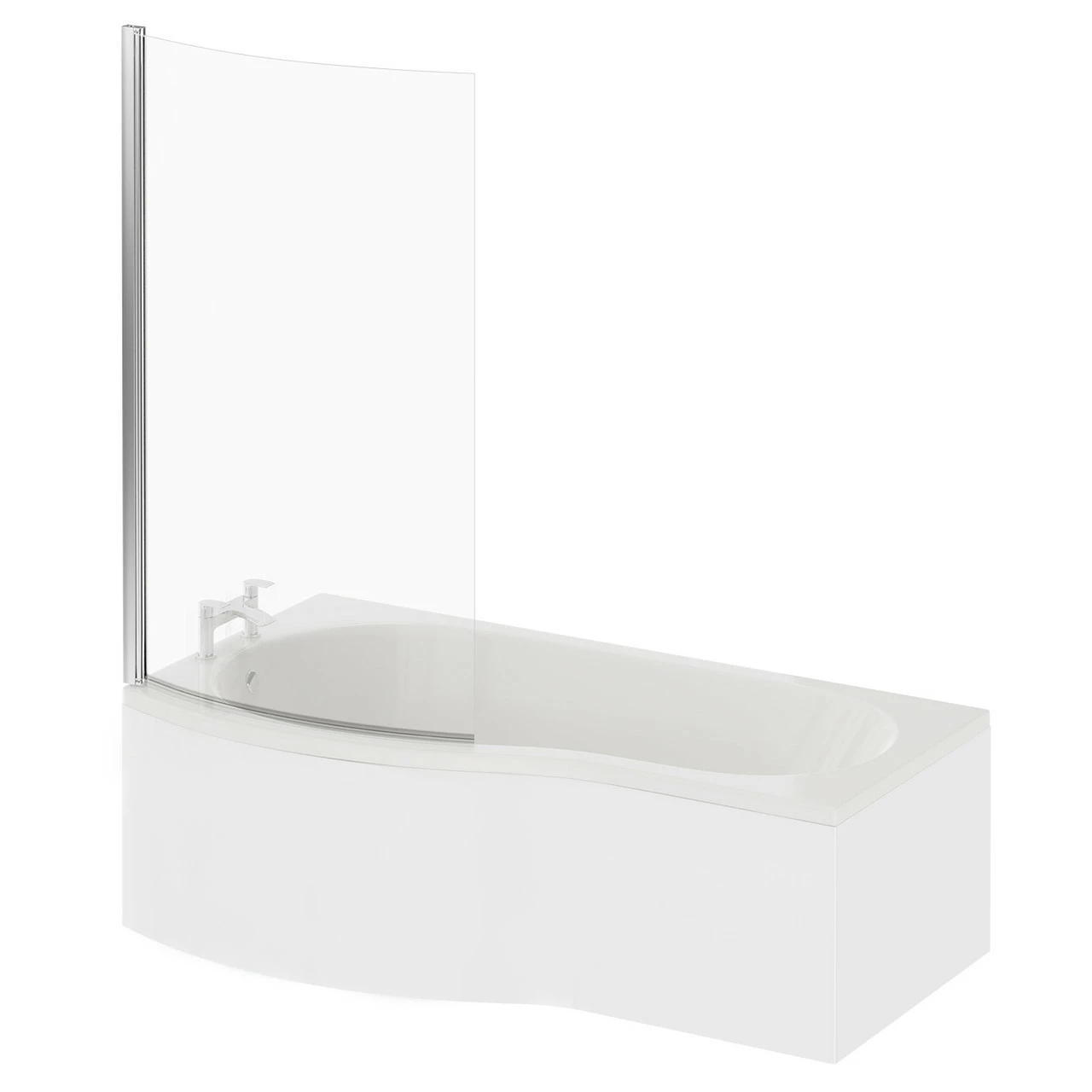 Bayou 1700mm Left Hand B Shaped Shower Bath With Bath Screen And Front Bath Panel 4 Bayou 1700mm Left Hand B Shaped Shower Bath With Bath Screen And Front Bath Panel - Image 2