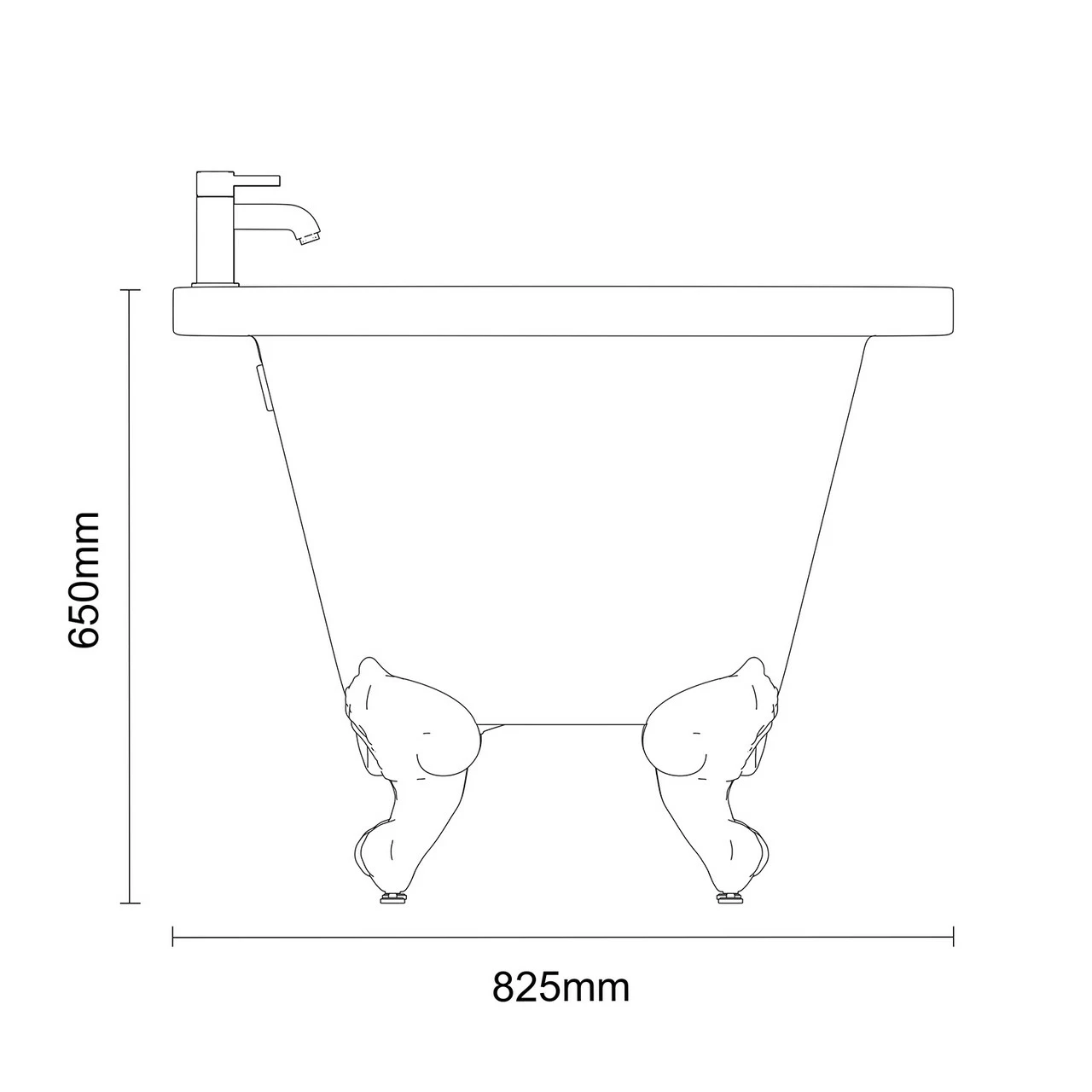 Windsor. Brescia 1780mm X 825mm Double Ended Freestanding Roll Top Bath With Brushed Brass Claw Feet 8 Windsor. Brescia 1780mm X 825mm Double Ended Freestanding Roll Top Bath With Brushed Brass Claw Feet - Image 6