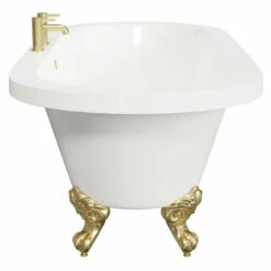 Windsor. Brescia 1780mm X 825mm Double Ended Freestanding Roll Top Bath With Brushed Brass Claw Feet 11 Windsor. Brescia 1780mm X 825mm Double Ended Freestanding Roll Top Bath With Brushed Brass Claw Feet -Wholesaledomestic Shop brescia 1780mm x 825mm double ended freestanding roll top bath with brushed brass claw feet side 12517.1667579104