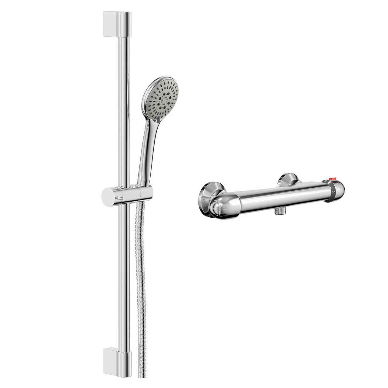 Bullet Polished Chrome Thermostatic Bar Valve Mixer Shower With Avon Shower Slide Rail Kit 5 Bullet Polished Chrome Thermostatic Bar Valve Mixer Shower With Avon Shower Slide Rail Kit - Image 3