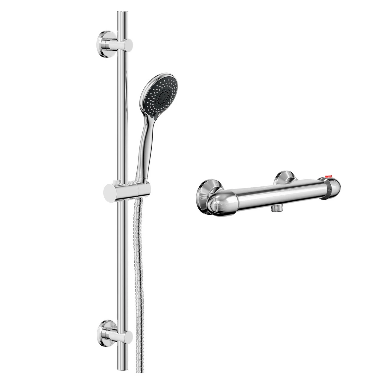 Bullet Polished Chrome Thermostatic Bar Valve Mixer Shower With Clyde Shower Slide Rail Kit 5 Bullet Polished Chrome Thermostatic Bar Valve Mixer Shower With Clyde Shower Slide Rail Kit - Image 3