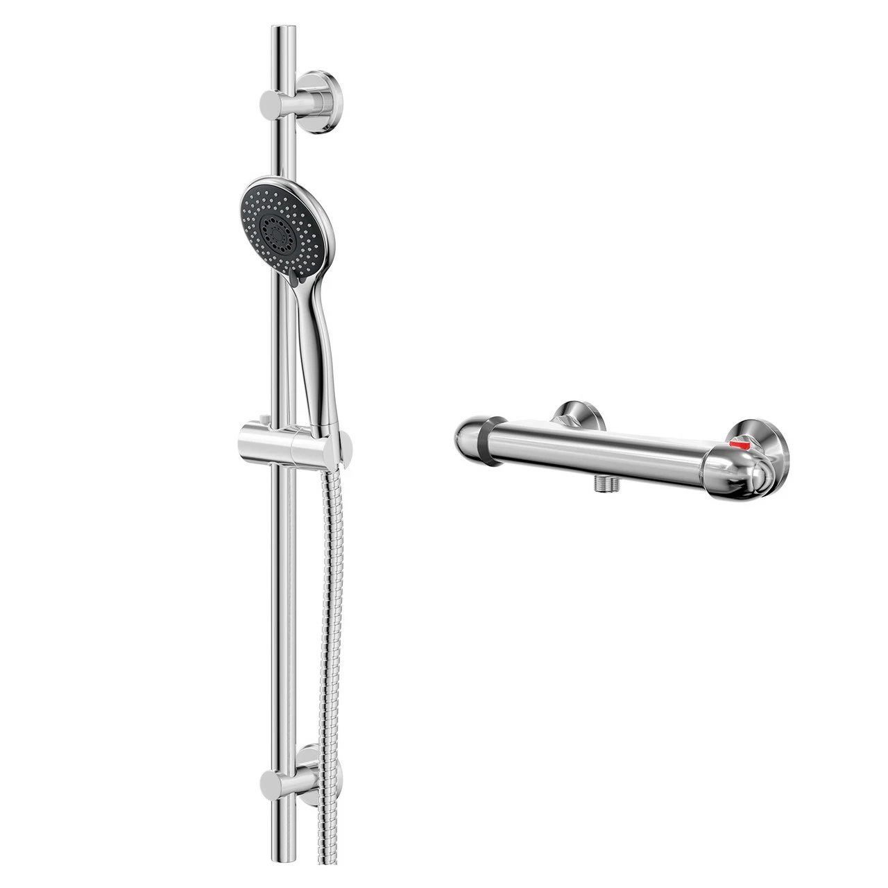 Bullet Polished Chrome Thermostatic Bar Valve Mixer Shower With Clyde Shower Slide Rail Kit 3 Bullet Polished Chrome Thermostatic Bar Valve Mixer Shower With Clyde Shower Slide Rail Kit