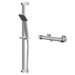 Bullet Polished Chrome Thermostatic Bar Valve Mixer Shower With Thames Shower Slide Rail Kit