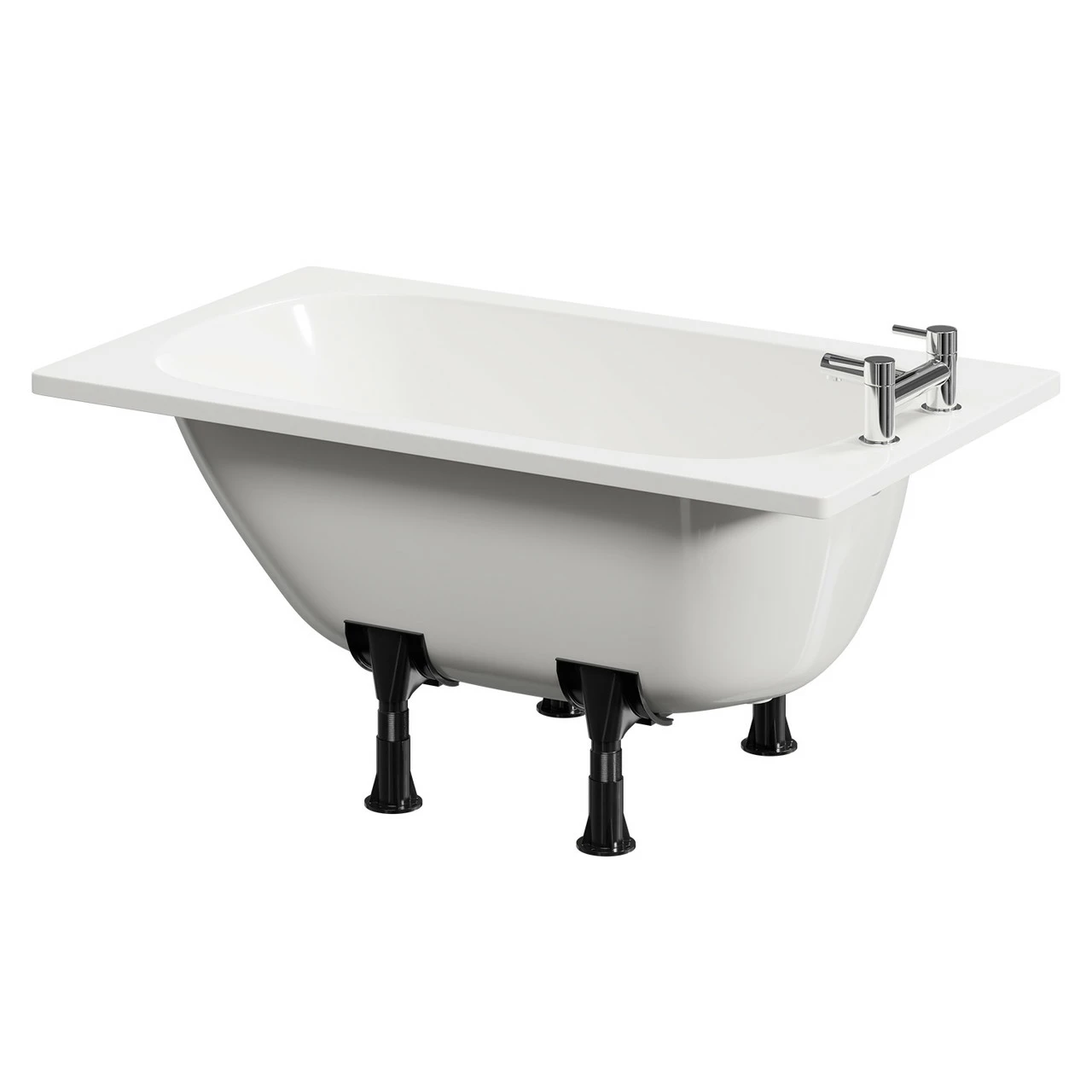 Cassia 1200mm X 700mm Straight Single Ended Steel Bath With 2 Tap Holes Including Legs - Image 2