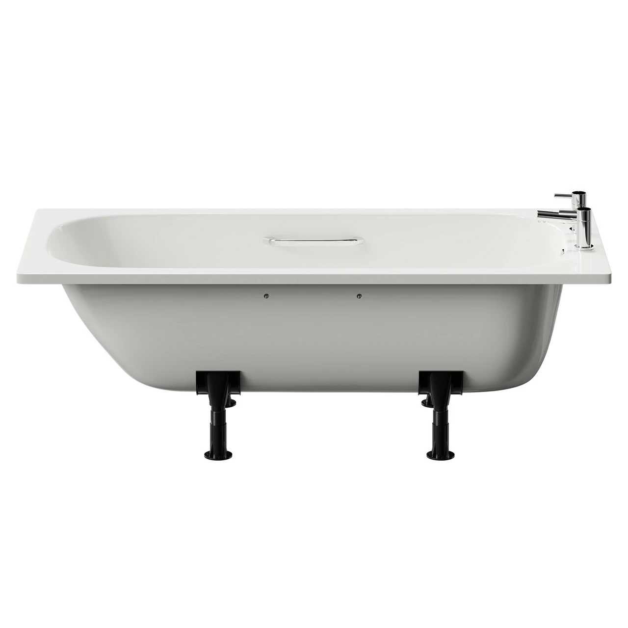 Cassia 1600mm X 700mm Anti Slip Straight Single Ended Steel Bath With Chrome Grips And 2 Tap Holes Including Legs 6 Cassia 1600mm X 700mm Anti Slip Straight Single Ended Steel Bath With Chrome Grips And 2 Tap Holes Including Legs - Image 4
