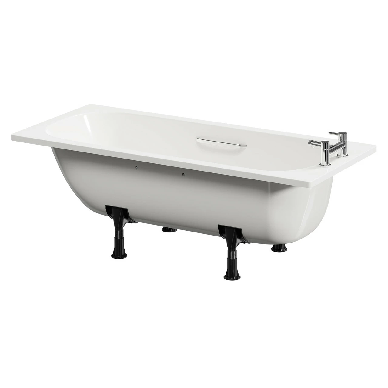 Cassia 1600mm X 700mm Anti Slip Straight Single Ended Steel Bath With Chrome Grips And 2 Tap Holes Including Legs 4 Cassia 1600mm X 700mm Anti Slip Straight Single Ended Steel Bath With Chrome Grips And 2 Tap Holes Including Legs - Image 2