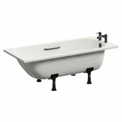 Cassia 1600mm X 700mm Anti Slip Straight Single Ended Steel Bath With Matt Black Grips And 2 Tap Holes Including Legs 10 Cassia 1600mm X 700mm Anti Slip Straight Single Ended Steel Bath With Matt Black Grips And 2 Tap Holes Including Legs -Wholesaledomestic Shop cassia 1600mm x 700mm anti slip straight single ended steel bath with matt black grips and 2 tap holes including legs left 38271.1688112160