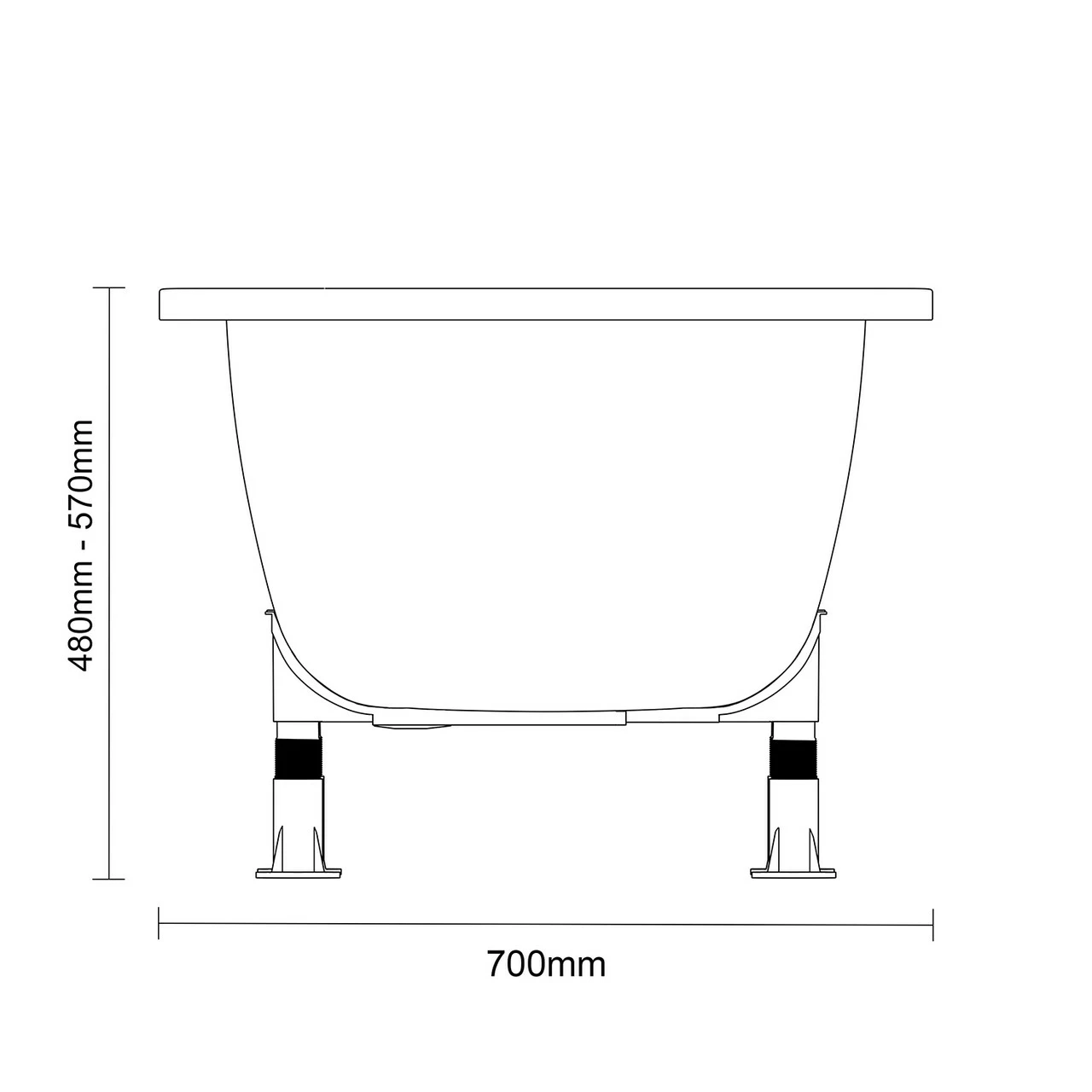 Cassia 1600mm X 700mm Straight Single Ended Steel Bath Without Tap Holes Including Legs 8 Cassia 1600mm X 700mm Straight Single Ended Steel Bath Without Tap Holes Including Legs - Image 6
