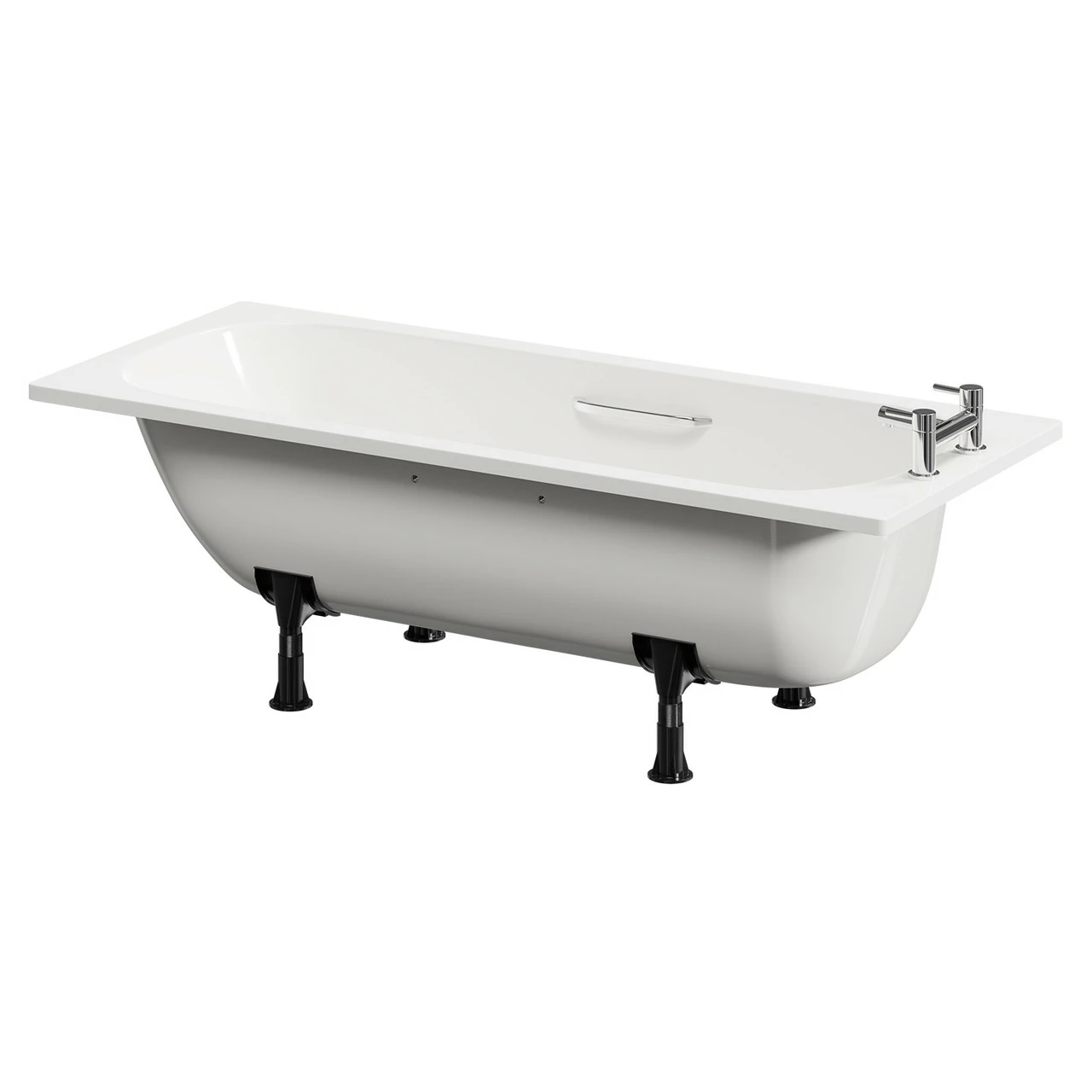 Cassia 1700mm X 700mm Anti Slip Straight Single Ended Steel Bath With Chrome Grips And 2 Tap Holes Including Legs 4 Cassia 1700mm X 700mm Anti Slip Straight Single Ended Steel Bath With Chrome Grips And 2 Tap Holes Including Legs - Image 2