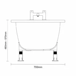 Cassia 1700mm X 700mm Anti Slip Straight Single Ended Steel Bath With Matt Black Grips And 2 Tap Holes Including Legs 13 Cassia 1700mm X 700mm Anti Slip Straight Single Ended Steel Bath With Matt Black Grips And 2 Tap Holes Including Legs -Wholesaledomestic Shop cassia 1700mm x 700mm anti slip straight single ended steel bath with matt black grips and 2 tap holes including legs line side 47533.1688112162