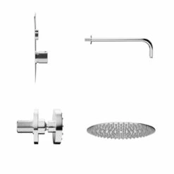 Circo Polished Chrome Concealed Push Button Twin Thermostatic Shower Valve With Round Fixed Shower Head And Body Jets - 2 Outlet 11 Circo Polished Chrome Concealed Push Button Twin Thermostatic Shower Valve With Round Fixed Shower Head And Body Jets - 2 Outlet -Wholesaledomestic Shop circo polished chrome concealed push button twin thermostatic shower valve with round fixed shower head and body jets side 36206.1672833245
