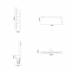 Circo Polished Chrome Triple Thermostatic Shower Valve And 200mm Thin Round Fixed Head With Wall Arm And Round Handset Outlet Holder - 2 Outlet 12 Circo Polished Chrome Triple Thermostatic Shower Valve And 200mm Thin Round Fixed Head With Wall Arm And Round Handset Outlet Holder - 2 Outlet -Wholesaledomestic Shop circo polished chrome triple thermostatic shower valve and 200mm thin round fixed head with wall arm and round handset outlet holder line side 18406.1678114864