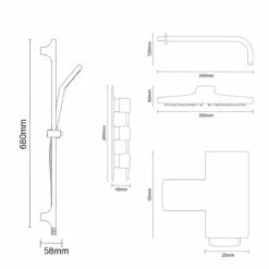 Circo Polished Chrome Triple Thermostatic Valve Mixer Shower With Round Fixed Head And Severn Shower Slide Rail Kit - 2 Outlet -Wholesaledomestic Shop circo polished chrome triple thermostatic valve mixer shower with round fixed head and severn shower slide rail kit line side 93159.1652445395