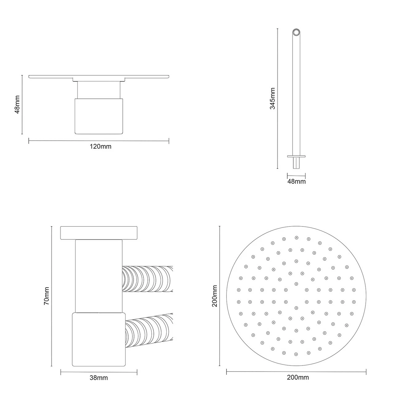 Circo Polished Chrome Triple Thermostatic Valve Mixer Shower With Round Fixed Head And Square Handset Outlet Holder - 2 Outlet 7 Circo Polished Chrome Triple Thermostatic Valve Mixer Shower With Round Fixed Head And Square Handset Outlet Holder - 2 Outlet - Image 5