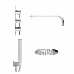 Circo Polished Chrome Triple Thermostatic Valve Mixer Shower With Round Fixed Head And Square Handset Outlet Holder - 2 Outlet 11 Circo Polished Chrome Triple Thermostatic Valve Mixer Shower With Round Fixed Head And Square Handset Outlet Holder - 2 Outlet -Wholesaledomestic Shop circo polished chrome triple thermostatic valve mixer shower with round fixed head and square handset outlet holder side 15834.1652445393