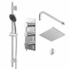 Circo Polished Chrome Triple Thermostatic Valve Mixer Shower With Square Fixed Head And Clyde Shower Slide Rail Kit - 2 Outlet 1 Circo Polished Chrome Triple Thermostatic Valve Mixer Shower With Square Fixed Head And Clyde Shower Slide Rail Kit - 2 Outlet -Wholesaledomestic Shop circo polished chrome triple thermostatic valve mixer shower with square fixed head and clyde shower slide rail kit right 10704.1652445393