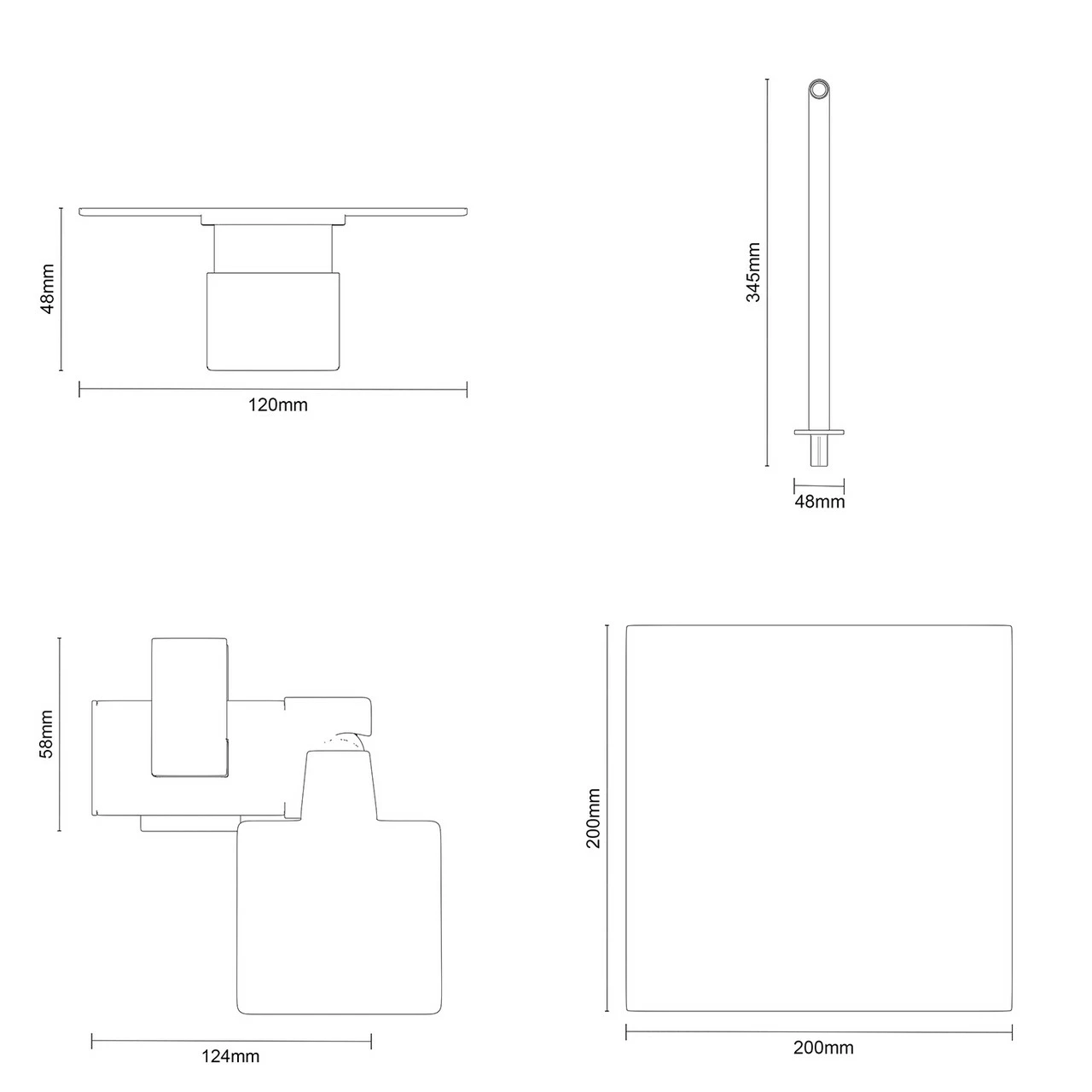 Circo Polished Chrome Triple Thermostatic Valve Mixer Shower With Square Fixed Head And Severn Shower Slide Rail Kit - 2 Outlet - Image 5