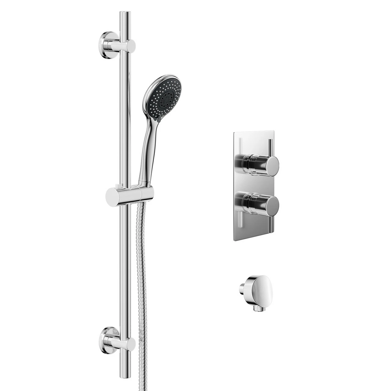 Circo Polished Chrome Twin Thermostatic Valve Mixer Shower With Clyde Slide Rail Kit And Round Shower Elbow - 1 Outlet 5 Circo Polished Chrome Twin Thermostatic Valve Mixer Shower With Clyde Slide Rail Kit And Round Shower Elbow - 1 Outlet - Image 3