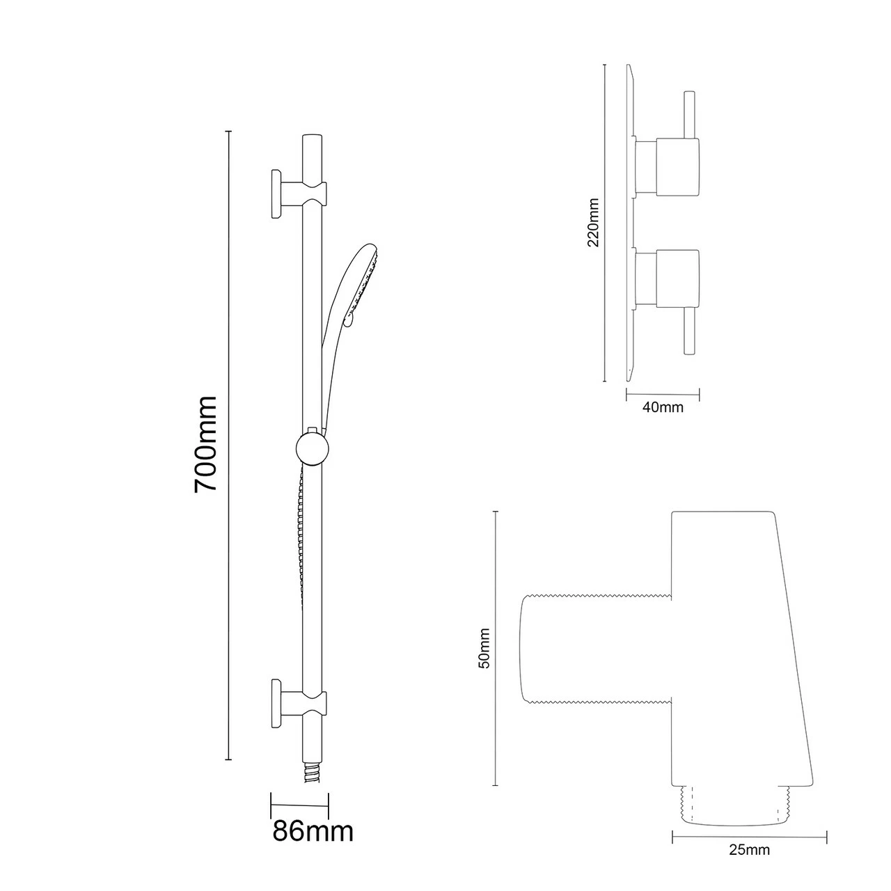 Circo Polished Chrome Twin Thermostatic Valve Mixer Shower With Clyde Slide Rail Kit And Round Shower Elbow - 1 Outlet 8 Circo Polished Chrome Twin Thermostatic Valve Mixer Shower With Clyde Slide Rail Kit And Round Shower Elbow - 1 Outlet - Image 6