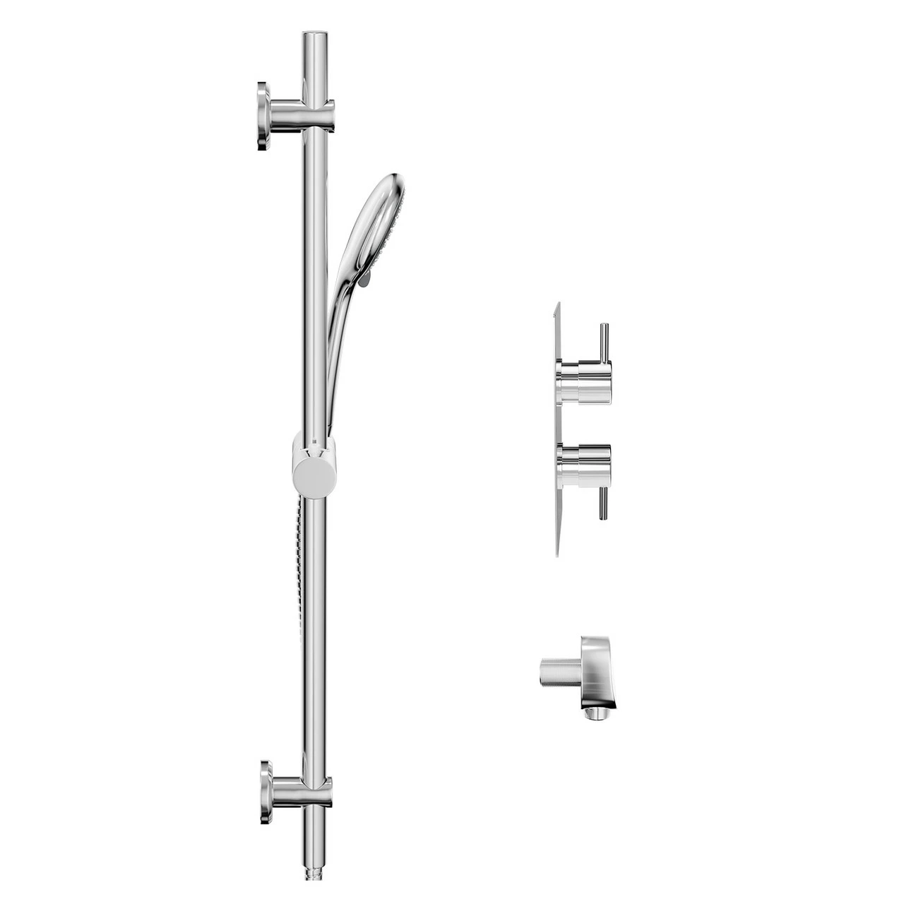 Circo Polished Chrome Twin Thermostatic Valve Mixer Shower With Clyde Slide Rail Kit And Round Shower Elbow - 1 Outlet 6 Circo Polished Chrome Twin Thermostatic Valve Mixer Shower With Clyde Slide Rail Kit And Round Shower Elbow - 1 Outlet - Image 4