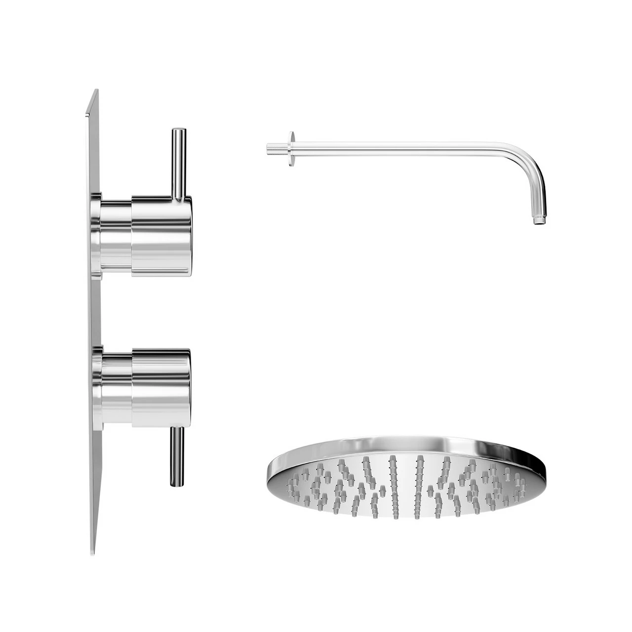 Windsor. Circo Polished Chrome Twin Thermostatic Valve Mixer Shower With Round Shower Head And Wall Arm - 1 Outlet 6 Windsor. Circo Polished Chrome Twin Thermostatic Valve Mixer Shower With Round Shower Head And Wall Arm - 1 Outlet - Image 4