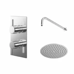 Circo Polished Chrome Twin Thermostatic Valve Mixer Shower With Square Shower Head And Wall Arm - 1 Outlet