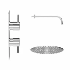 Circo Polished Chrome Twin Thermostatic Valve Mixer Shower With Square Shower Head And Wall Arm - 1 Outlet 11 Circo Polished Chrome Twin Thermostatic Valve Mixer Shower With Square Shower Head And Wall Arm - 1 Outlet -Wholesaledomestic Shop circo polished chrome twin thermostatic valve mixer shower with square shower head and wall arm 1 outlet side 32801.1693475135