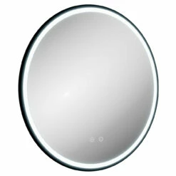 Colore Round Matt Black 600mm LED Illuminated Bathroom Mirror With Demister And Touch Sensor -Wholesaledomestic Shop colore matt black 600mm round led illuminated bathroom mirror with demister and touch sensor left 49955.1652444991