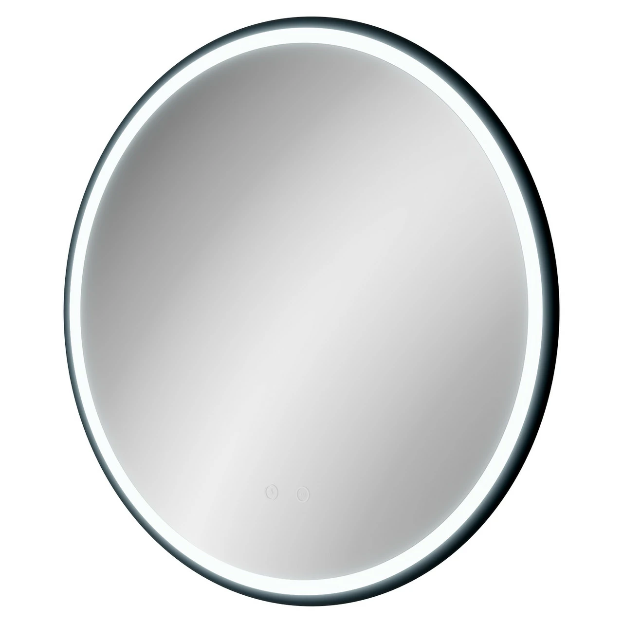 Colore Round Matt Black 600mm LED Illuminated Bathroom Mirror With Demister And Touch Sensor