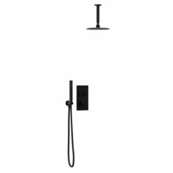 Colore Matt Black Concealed Push Button Twin Thermostatic Shower Valve Including 200mm Round Fixed Shower Head With Ceiling Arm And Round Shower Outlet Holder With Kit - 2 Outlet 7 Colore Matt Black Concealed Push Button Twin Thermostatic Shower Valve Including 200mm Round Fixed Shower Head With Ceiling Arm And Round Shower Outlet Holder With Kit - 2 Outlet -Wholesaledomestic Shop colore matt black concealed push button twin thermostatic shower valve including 200mm round fixed shower head with ceiling arm and round shower outlet holder with kit left 22799.1652445031
