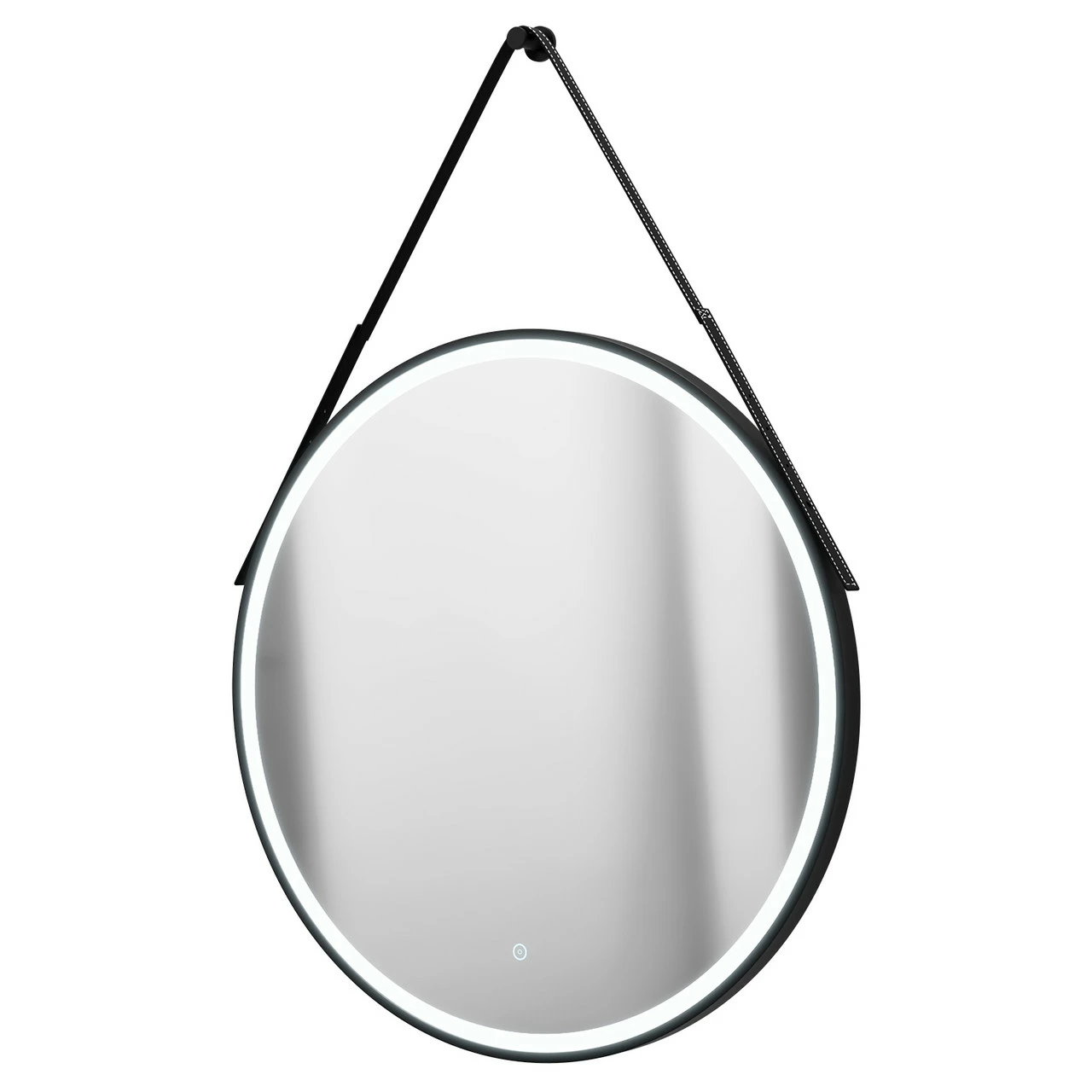 Colore Matt Black Frame With Black Strap 800mm Round Illuminated LED Mirror With Demister And Touch Sensor 3 Colore Matt Black Frame With Black Strap 800mm Round Illuminated LED Mirror With Demister And Touch Sensor