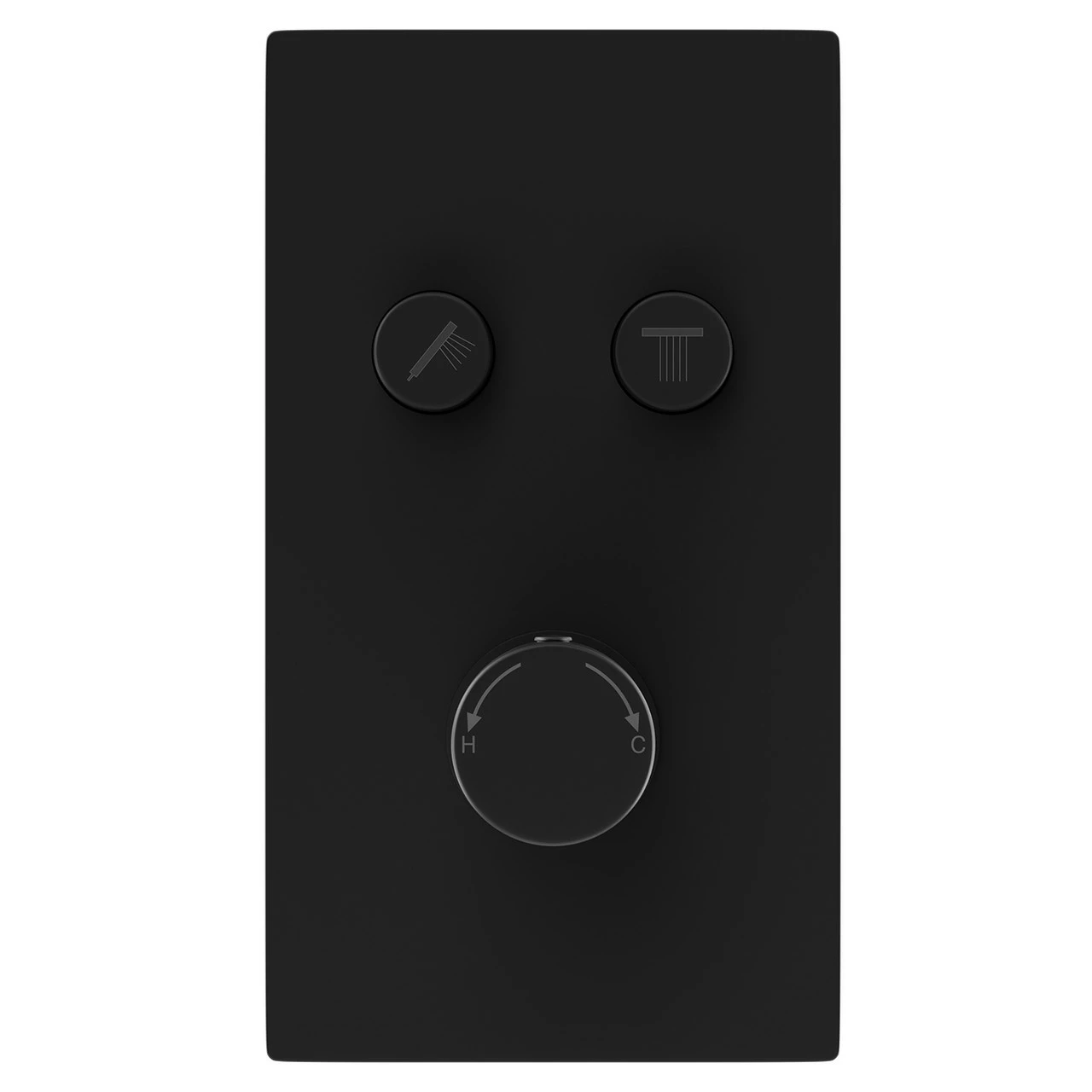 Colore Round Matt Black Concealed Push Button Shower Valve - 2 Outlet - Image 2