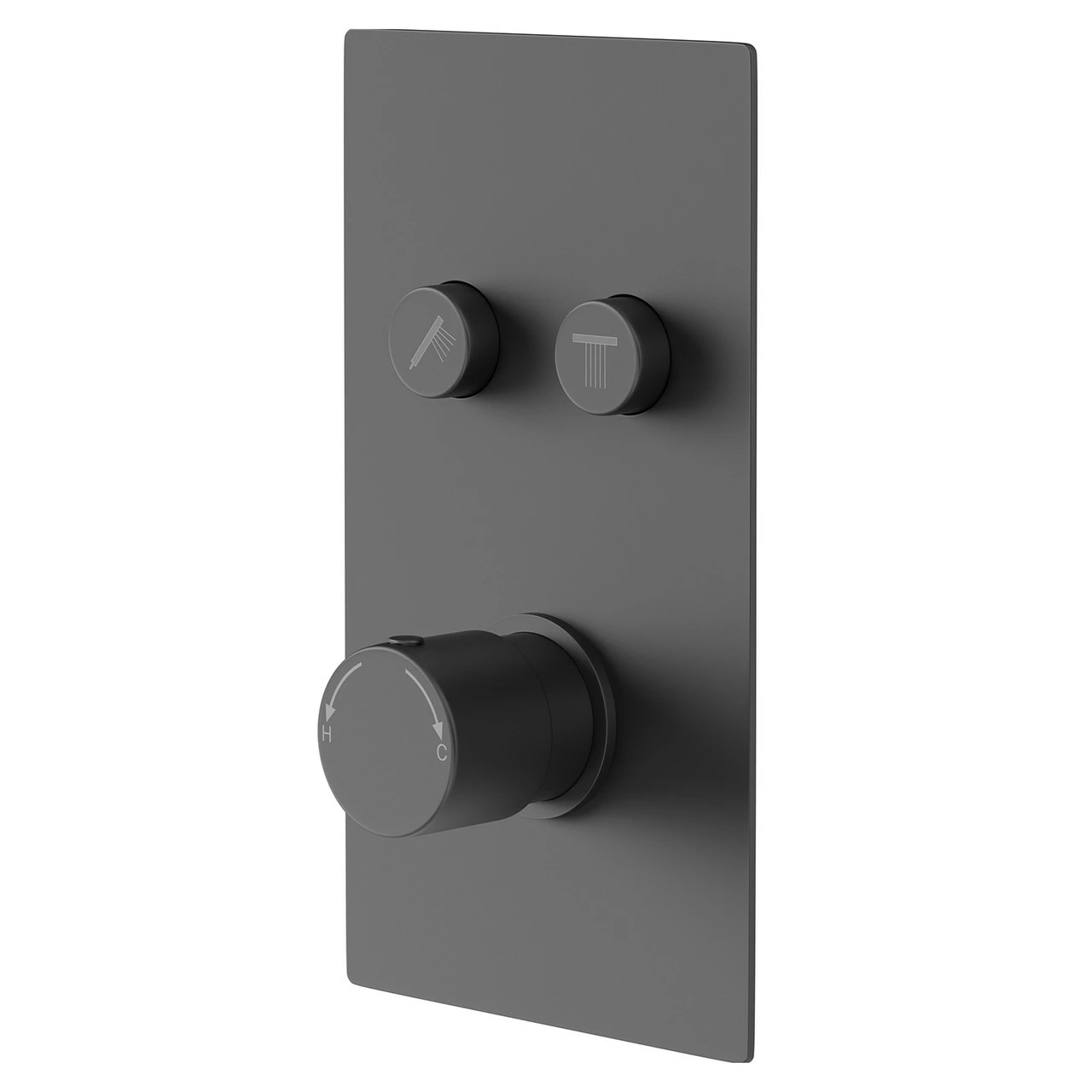 Colore Round Matt Black Concealed Push Button Shower Valve - 2 Outlet