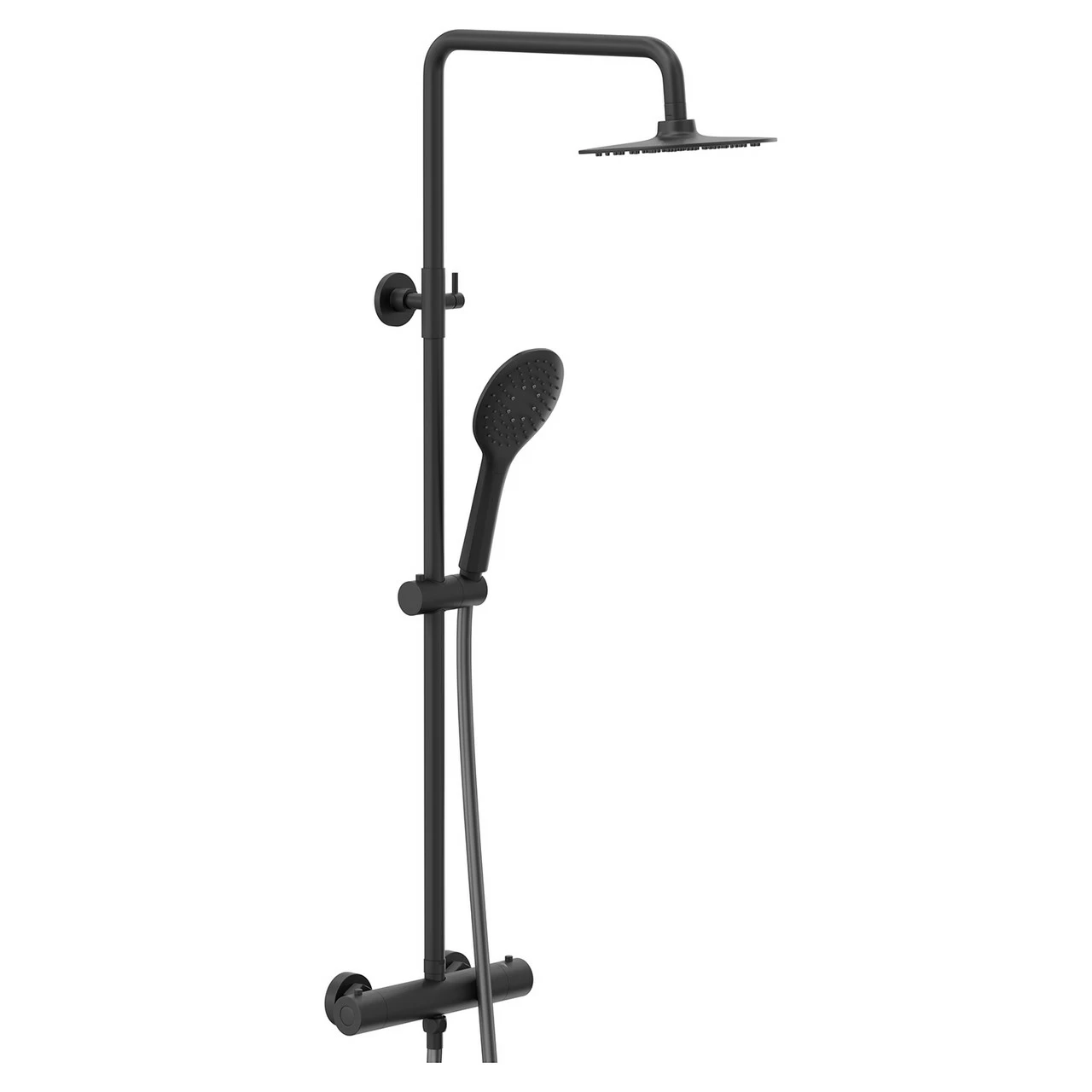 Colore Round Matt Black Thermostatic Rigid Riser Kit And Handset Shower System 5 Colore Round Matt Black Thermostatic Rigid Riser Kit And Handset Shower System - Image 3