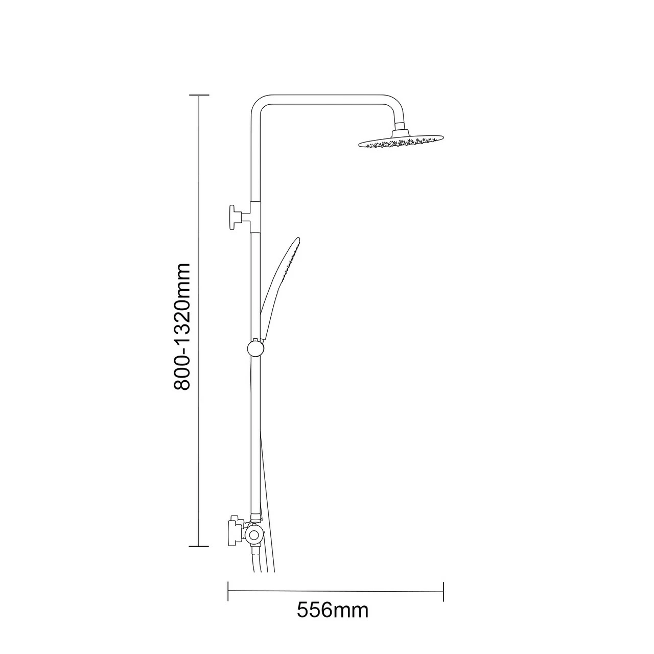 Colore Round Matt Black Thermostatic Rigid Riser Kit And Handset Shower System 8 Colore Round Matt Black Thermostatic Rigid Riser Kit And Handset Shower System - Image 6