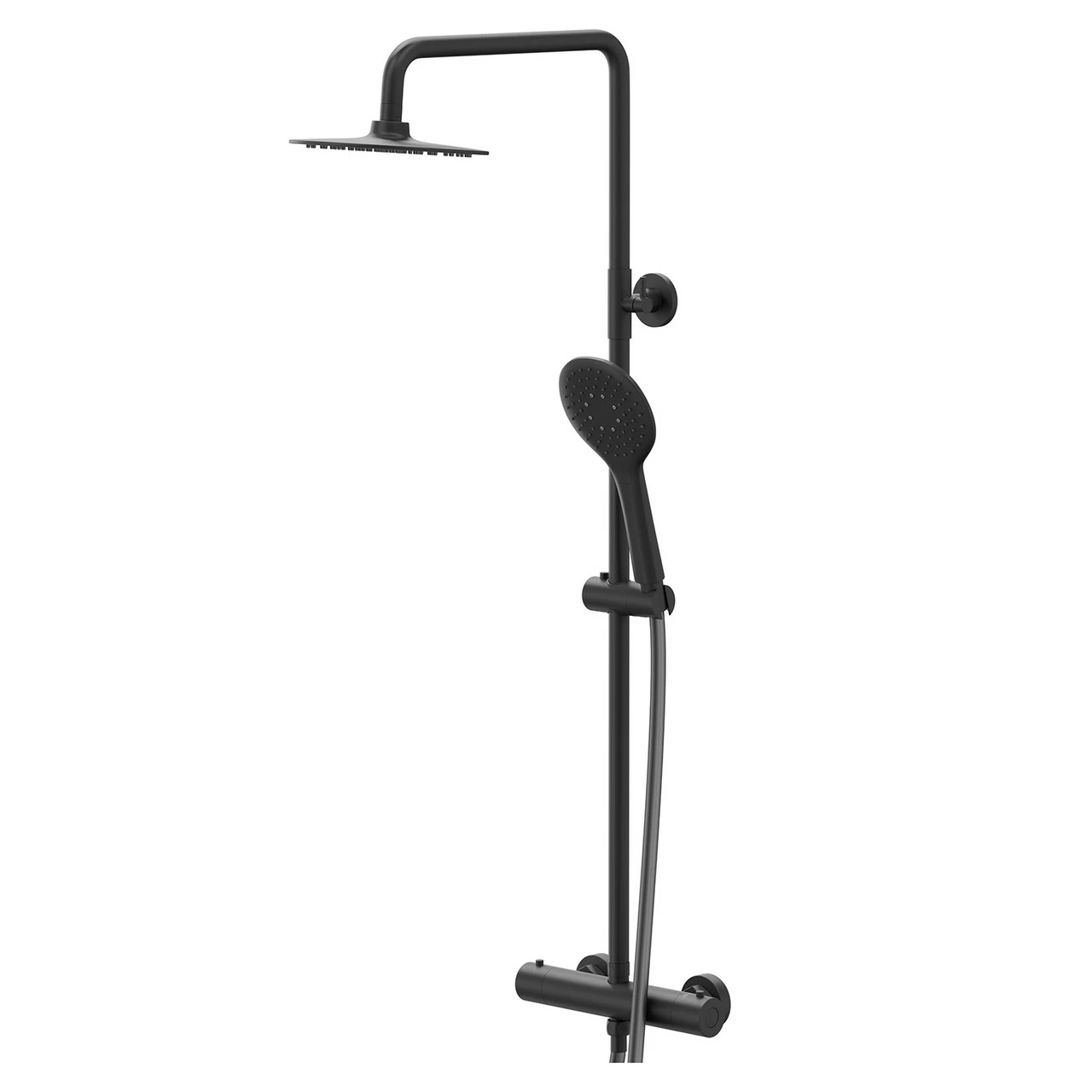 Colore Round Matt Black Thermostatic Rigid Riser Kit And Handset Shower System 3 Colore Round Matt Black Thermostatic Rigid Riser Kit And Handset Shower System